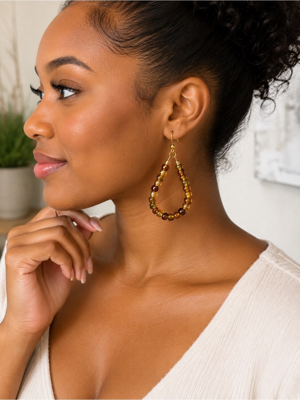 Amber Brown & Gold (Gold Hooks)